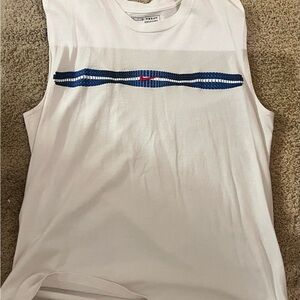 Nike White Sleeveless Tee with Blue Accents